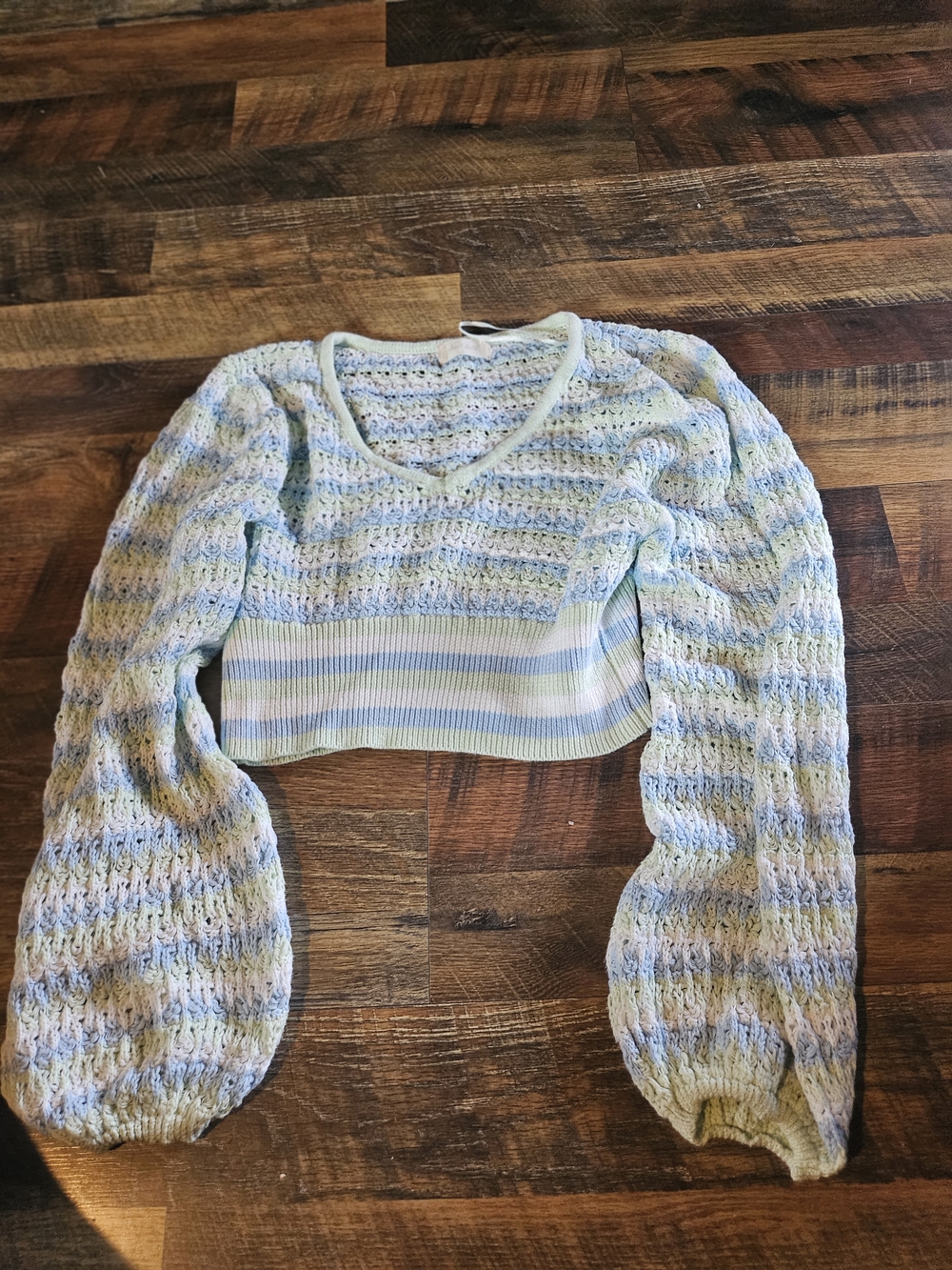 Altar'd State Pastel Blue Cropped Knit Sweater
